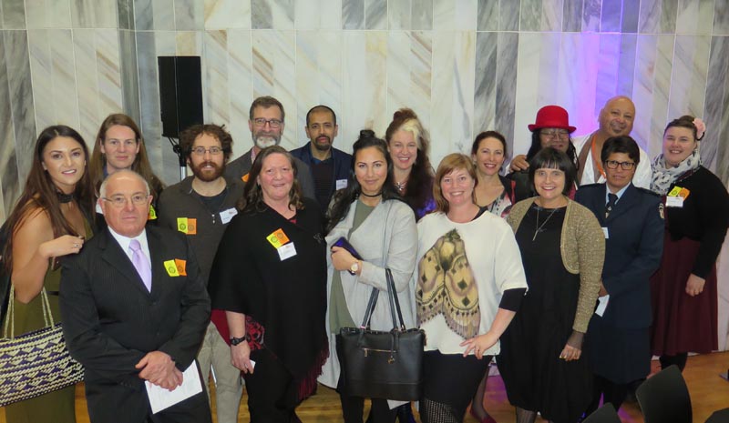 Jacqui Moyes, Arts Access Aotearoa, with recipients  